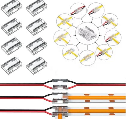 Solderless COB LED Strip Connector 2Pin 8mm 10mm Tape Light Quick Connect